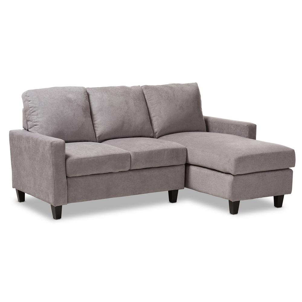 Light Grey Fabric Upholstered Reversible Sectional Sofa. Picture 9