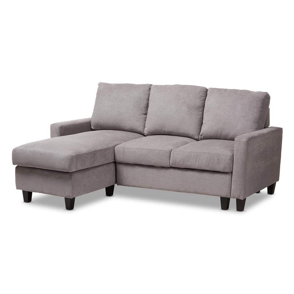 Light Grey Fabric Upholstered Reversible Sectional Sofa. Picture 10