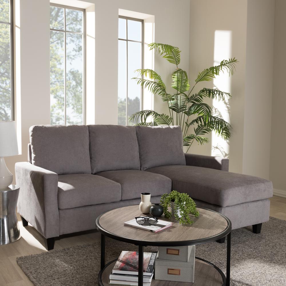 Light Grey Fabric Upholstered Reversible Sectional Sofa. Picture 11