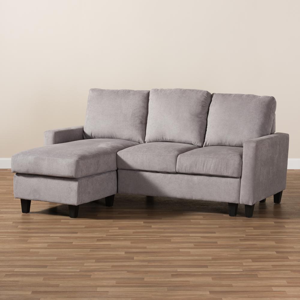 Light Grey Fabric Upholstered Reversible Sectional Sofa. Picture 13