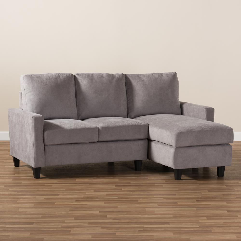 Light Grey Fabric Upholstered Reversible Sectional Sofa. Picture 14