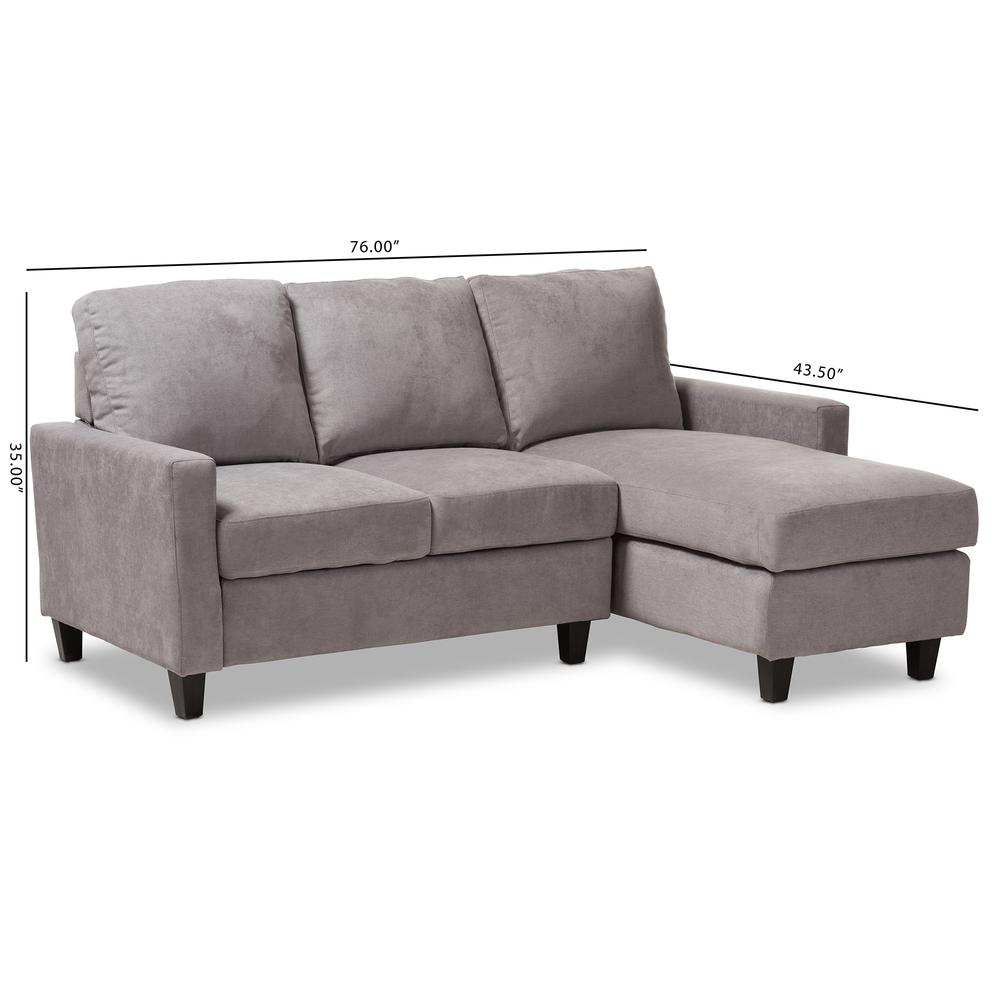 Light Grey Fabric Upholstered Reversible Sectional Sofa. Picture 15