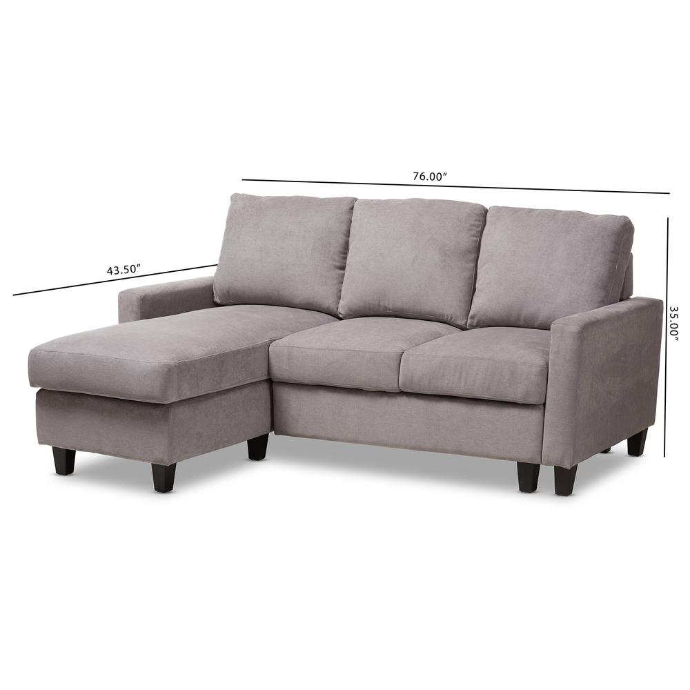 Light Grey Fabric Upholstered Reversible Sectional Sofa. Picture 16