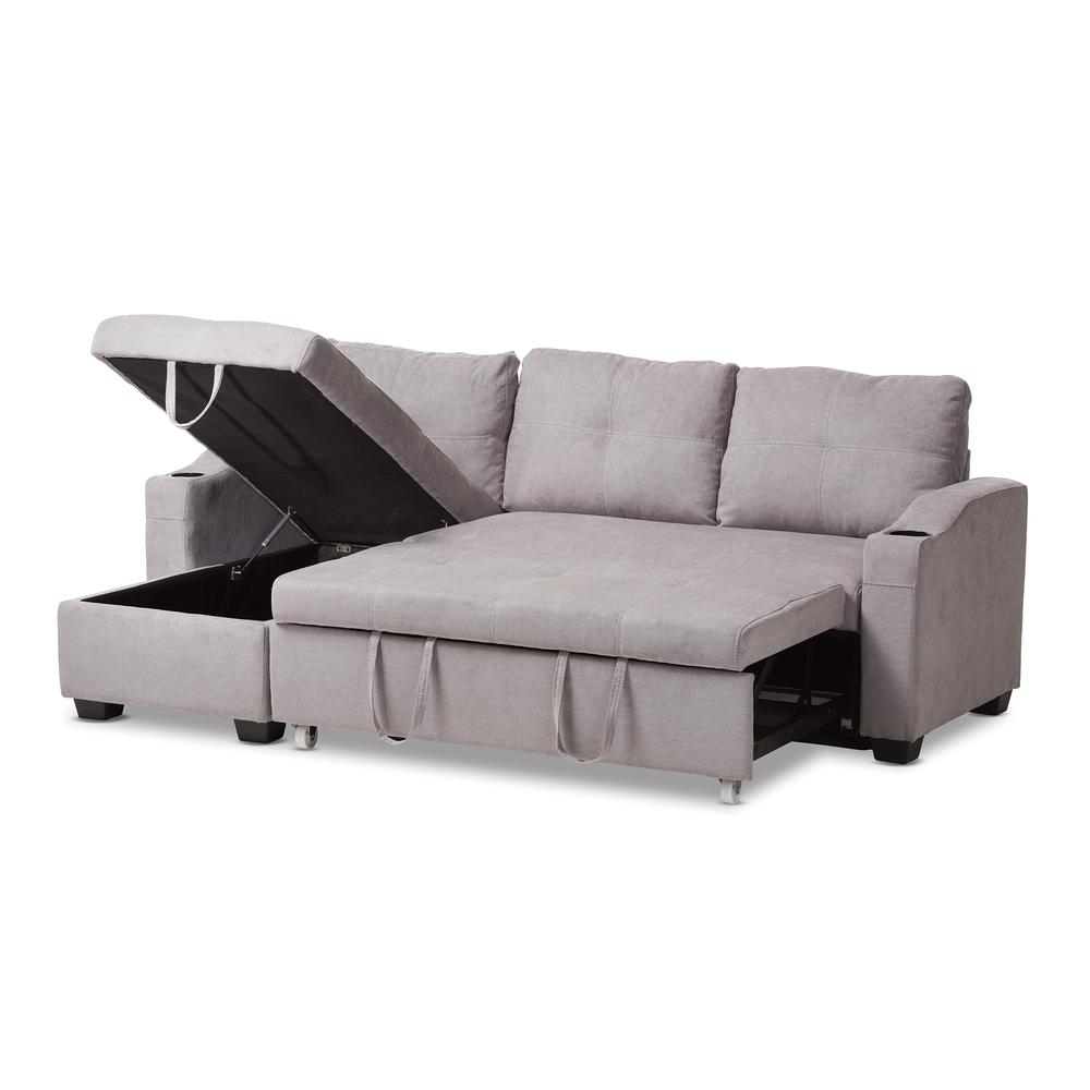 Lianna Modern and Contemporary Light Grey Fabric Upholstered Sectional Sofa. Picture 10