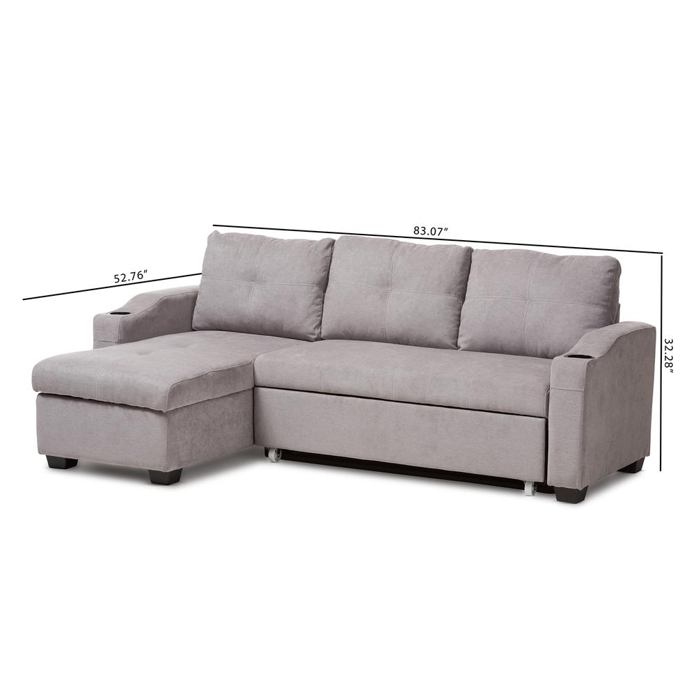 Lianna Modern and Contemporary Light Grey Fabric Upholstered Sectional Sofa. Picture 16