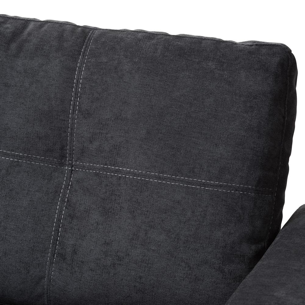 Lianna Modern and Contemporary Dark Grey Fabric Upholstered Sectional Sofa. Picture 11