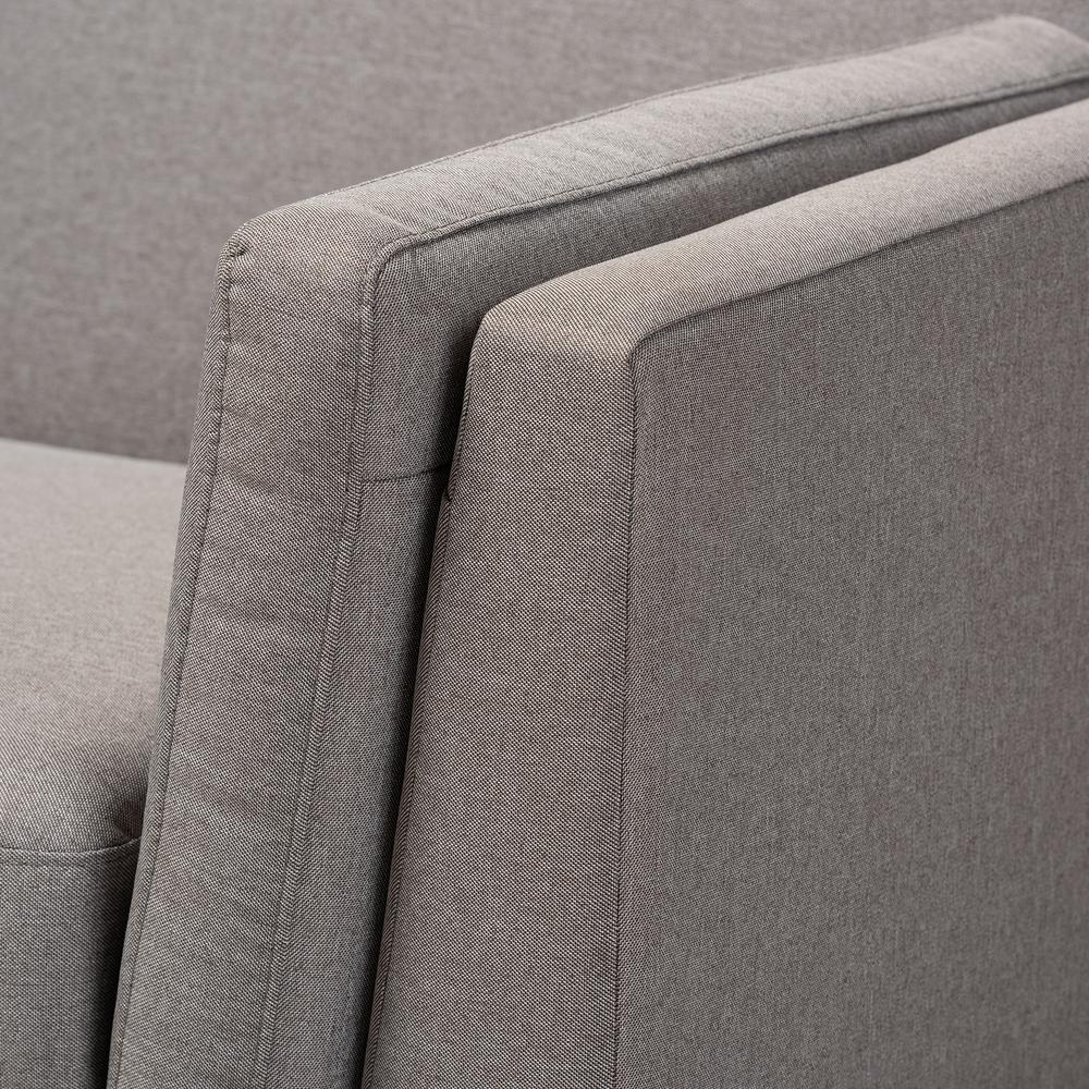 Sava Mid-Century Modern Grey Fabric Upholstered Walnut Wood 2-Seater Loveseat. Picture 13