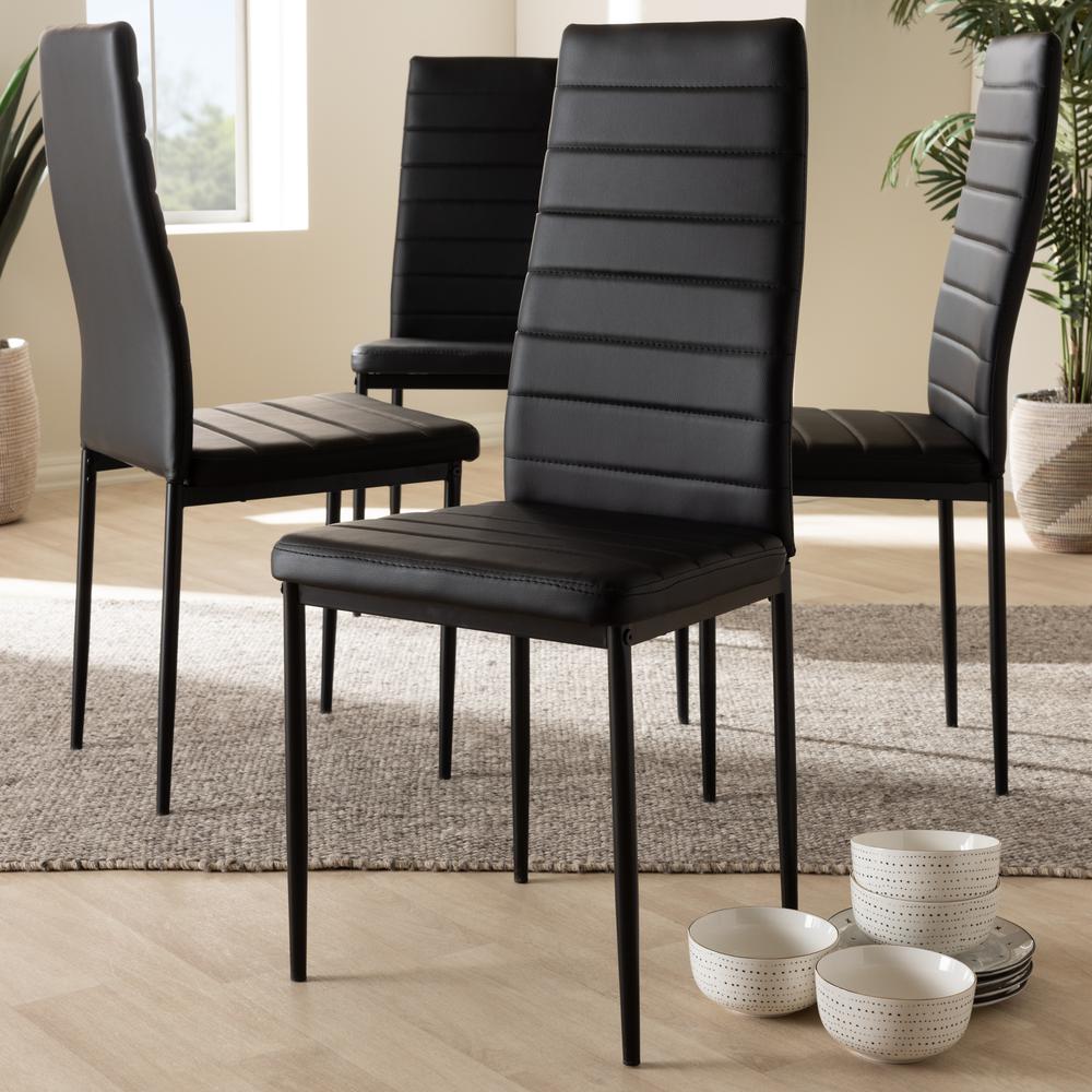 Black Faux Leather Upholstered Dining Chair (Set of 4). Picture 8