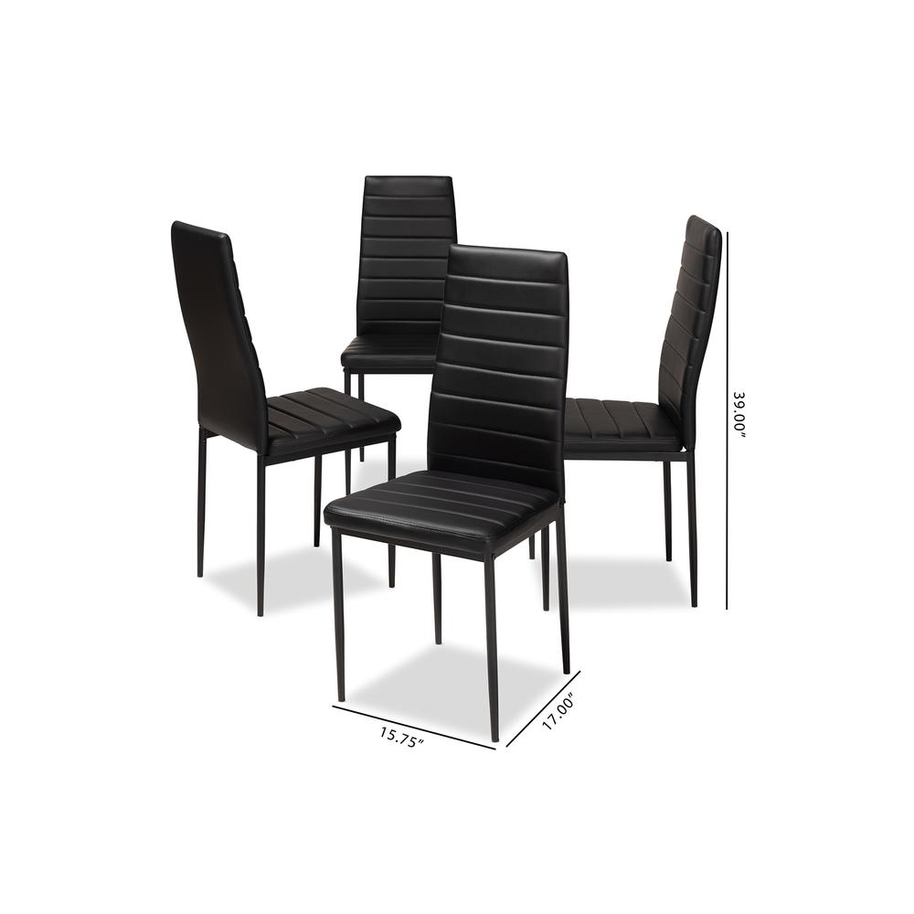 Black Faux Leather Upholstered Dining Chair (Set of 4). Picture 10