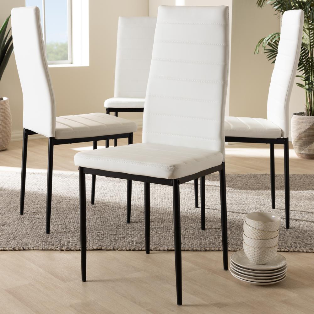 White Faux Leather Upholstered Dining Chair (Set of 4). Picture 8