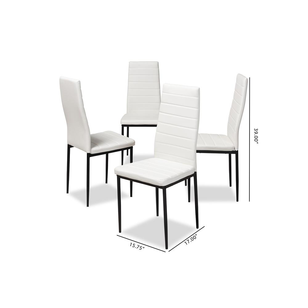 White Faux Leather Upholstered Dining Chair (Set of 4). Picture 10