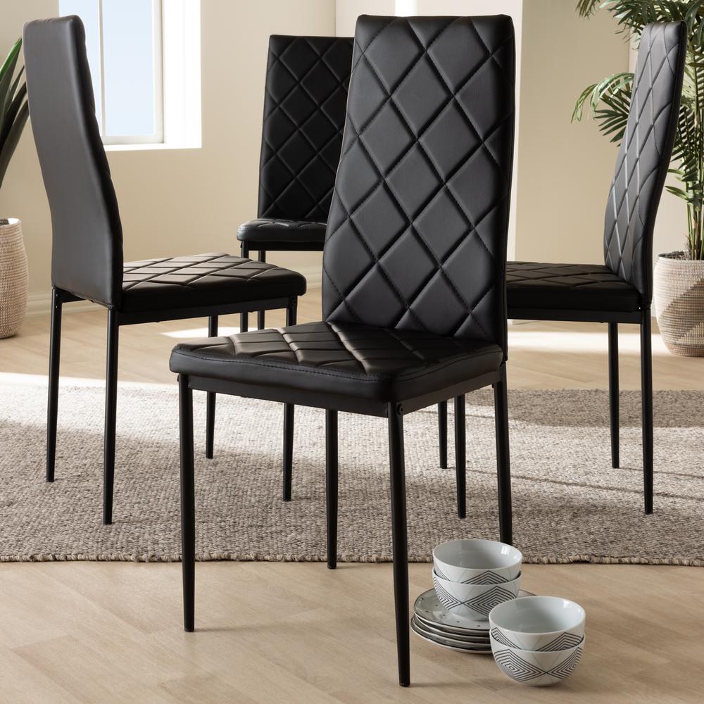 Black Faux Leather Upholstered Dining Chair (Set of 4). Picture 8
