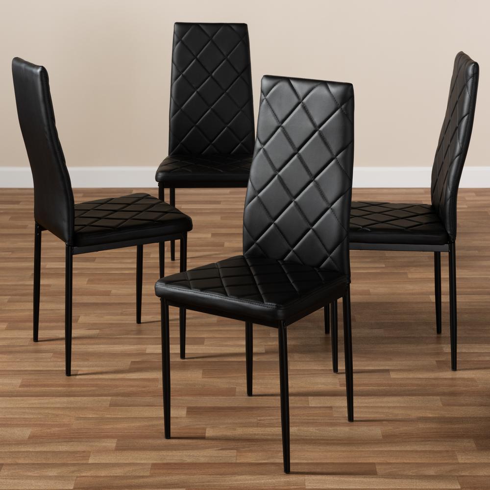 Black Faux Leather Upholstered Dining Chair (Set of 4). Picture 9