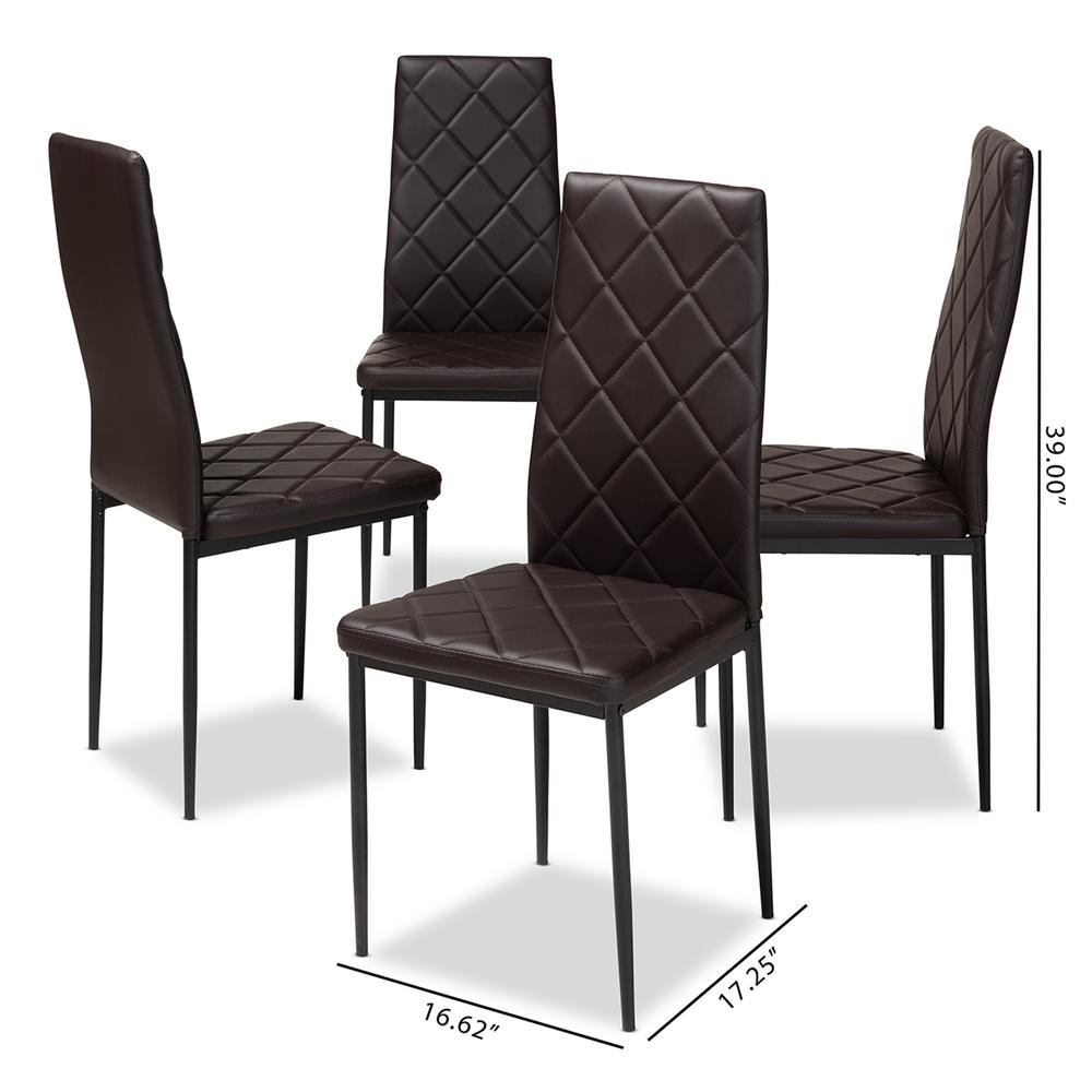 Brown Faux Leather Upholstered Dining Chair (Set of 4). Picture 10