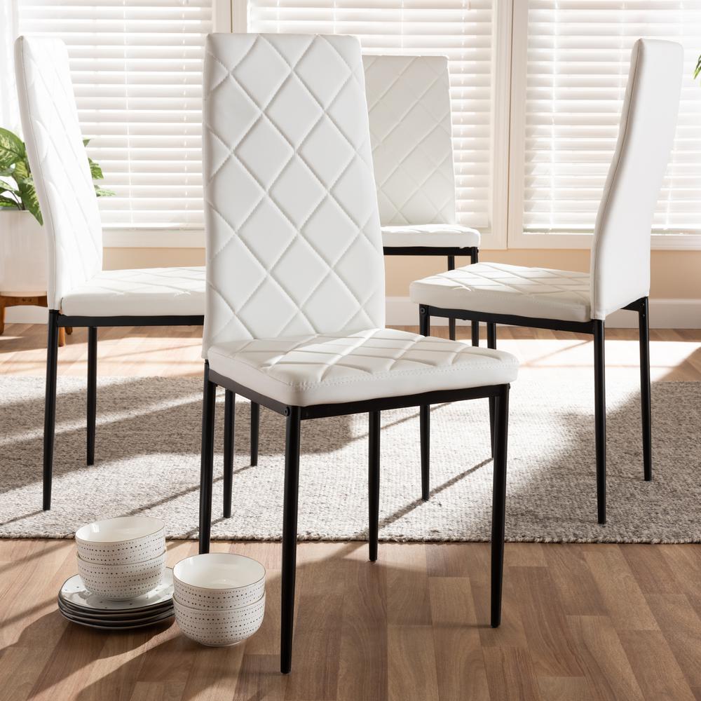 White Faux Leather Upholstered Dining Chair (Set of 4). Picture 8