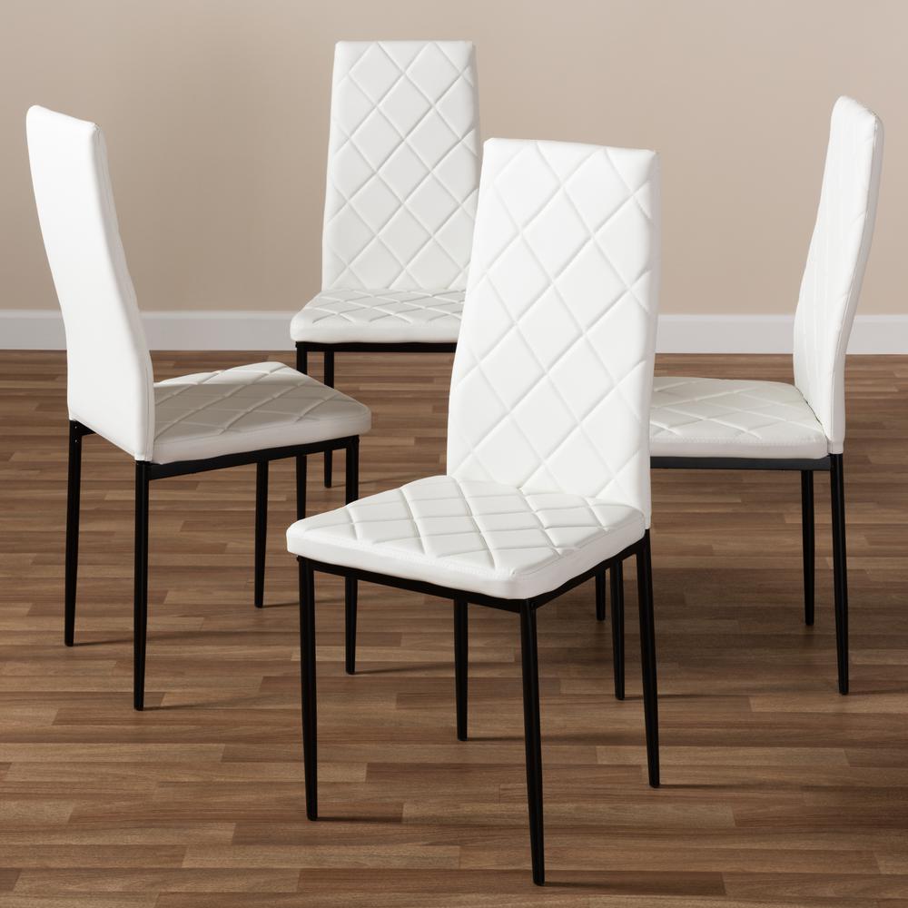 White Faux Leather Upholstered Dining Chair (Set of 4). Picture 9