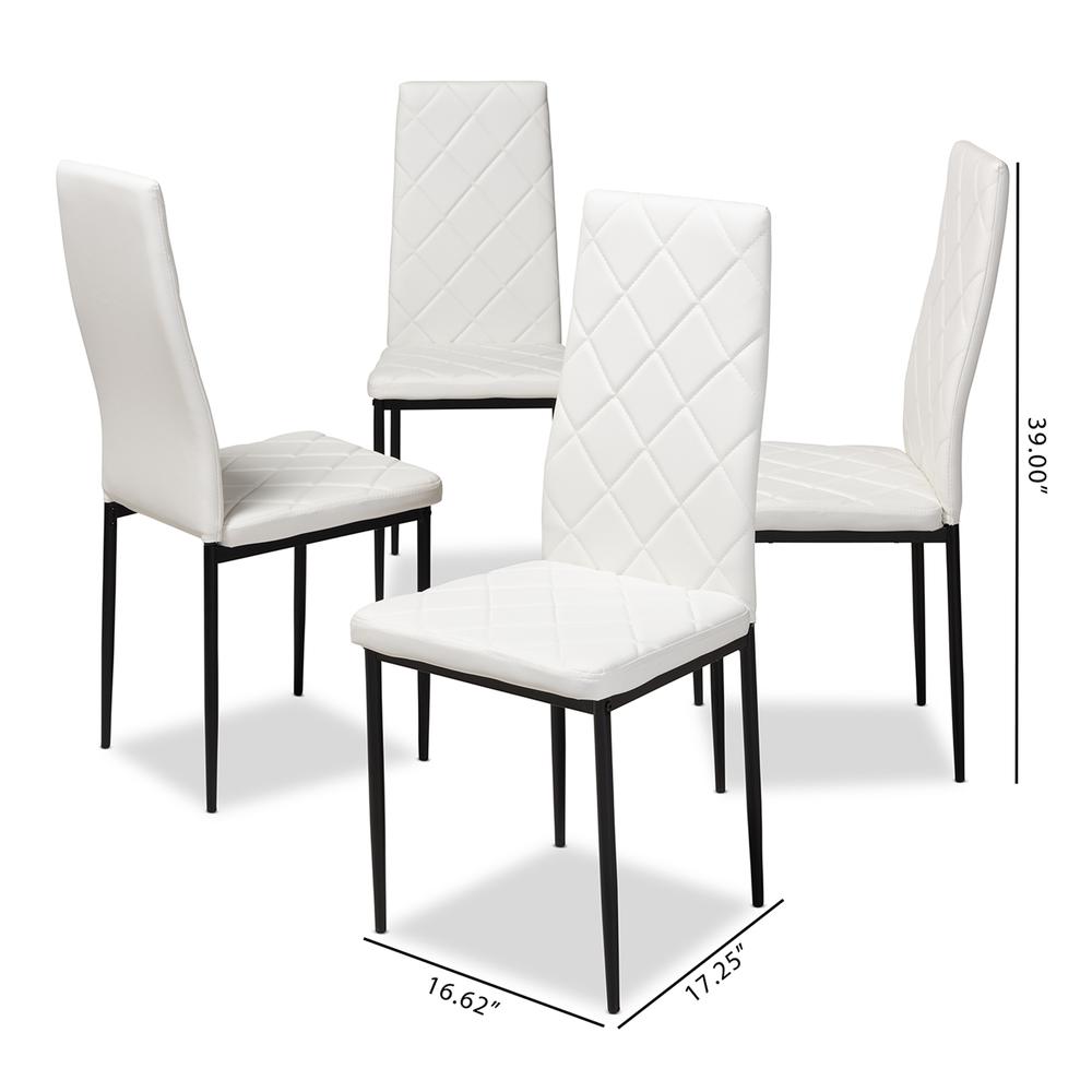 White Faux Leather Upholstered Dining Chair (Set of 4). Picture 10