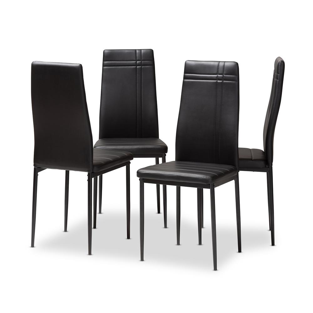 Black Faux Leather Upholstered Dining Chair (Set of 4). Picture 6
