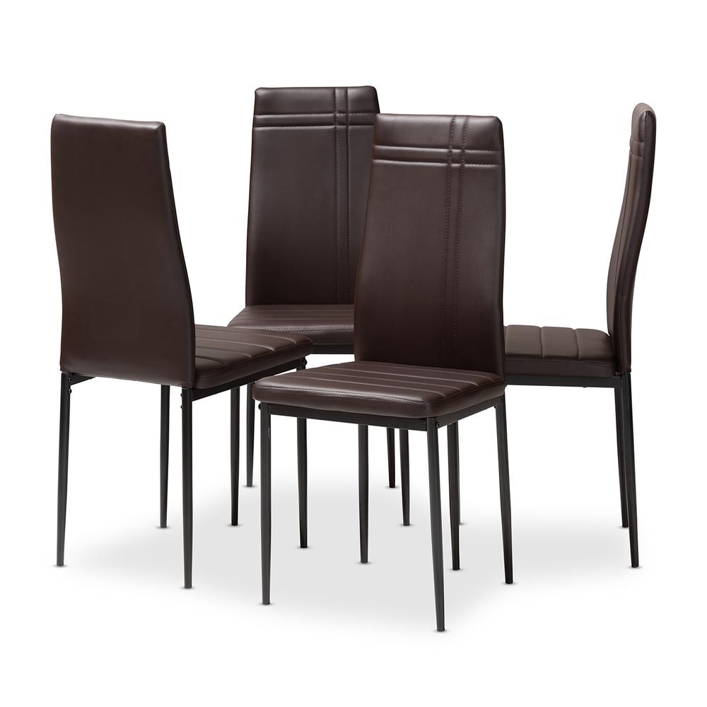 Brown Faux Leather Upholstered Dining Chair (Set of 4). Picture 6