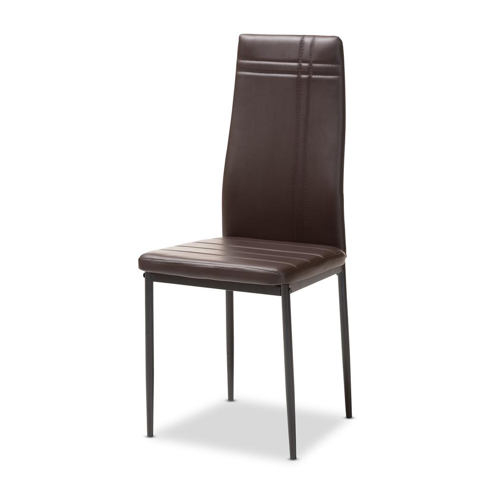 Brown Faux Leather Upholstered Dining Chair (Set of 4). Picture 7