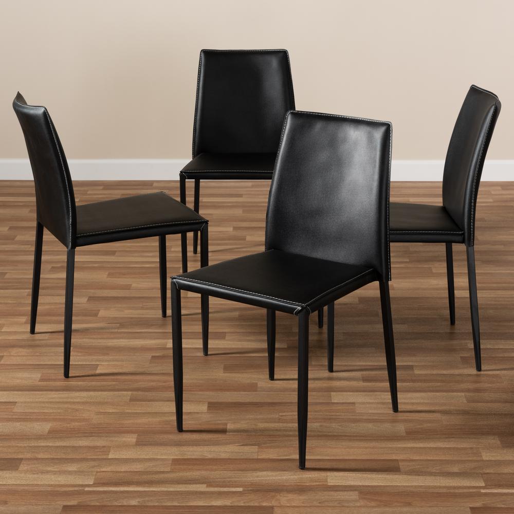 Black Faux Leather Upholstered Dining Chair (Set of 4). Picture 9