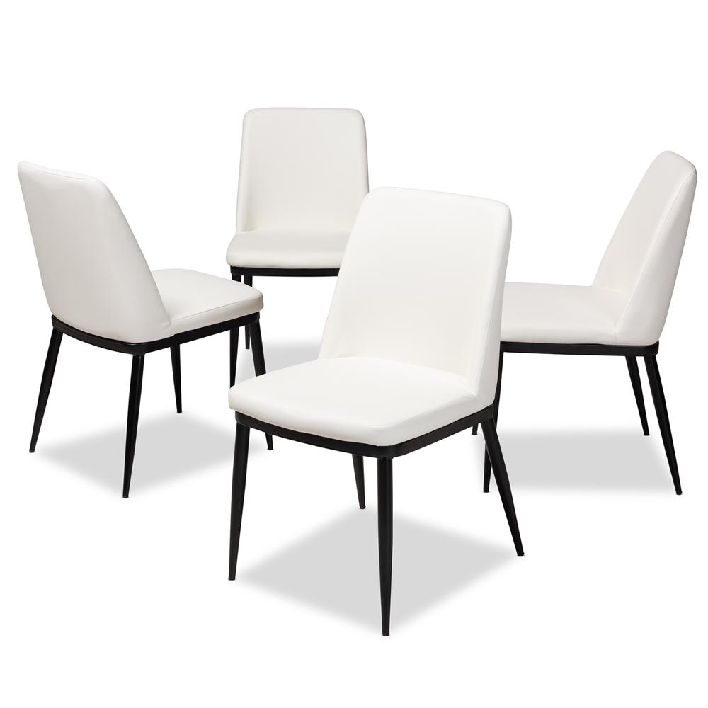 White Faux Leather Upholstered Dining Chair (Set of 4). Picture 6