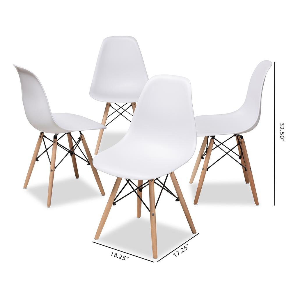 White Acrylic Brown Wood Finished Dining Chair (Set of 4). Picture 10
