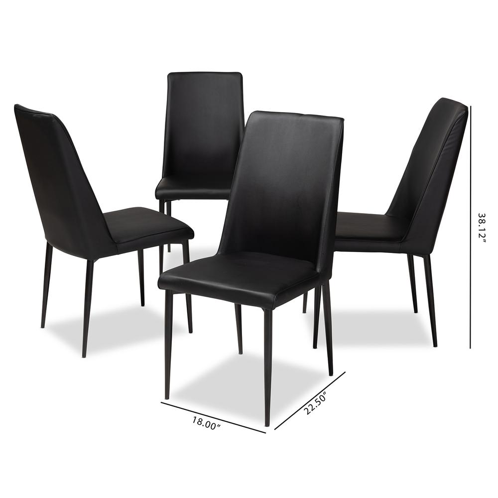 Black Faux Leather Upholstered Dining Chair (Set of 4). Picture 10