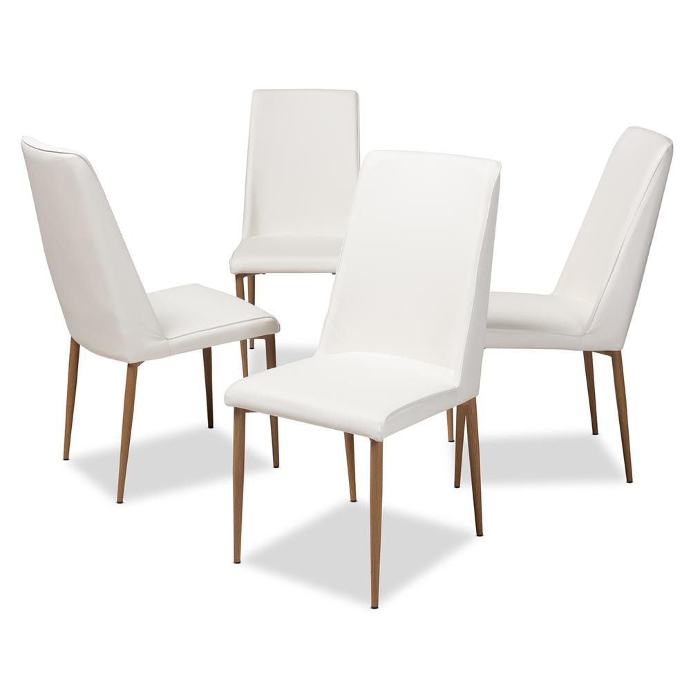 White Faux Leather Upholstered Dining Chair (Set of 4). Picture 6