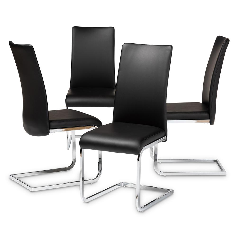 Black Faux Leather Upholstered Dining Chair (Set of 4). Picture 6