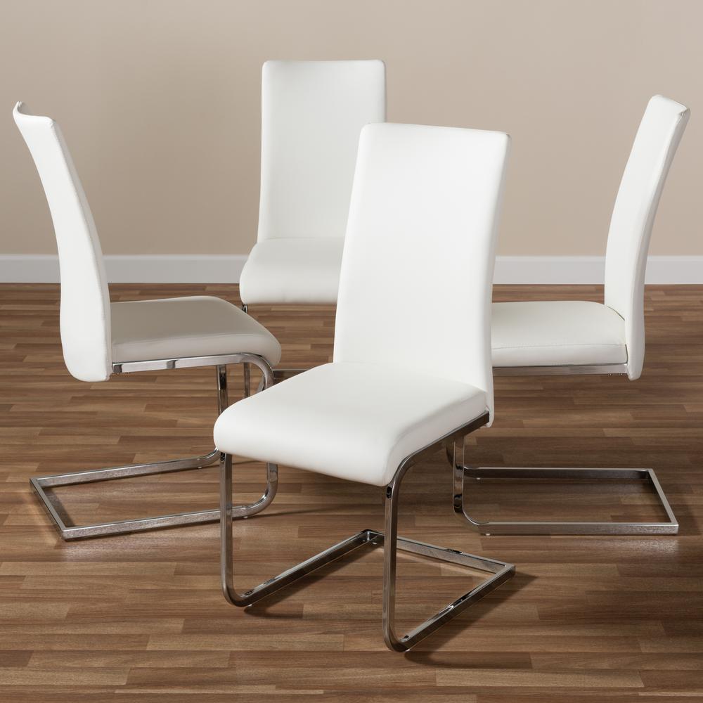 White Faux Leather Upholstered Dining Chair (Set of 4). Picture 9