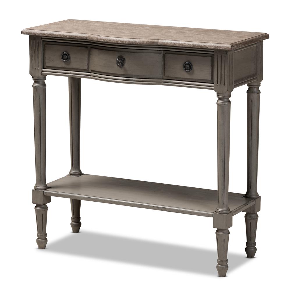 Baxton Studio Noelle French Provincial Gray Finished 1-Drawer Wood Console Table. Picture 11