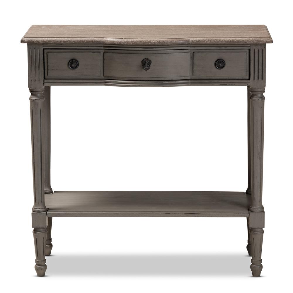 Baxton Studio Noelle French Provincial Gray Finished 1-Drawer Wood Console Table. Picture 13