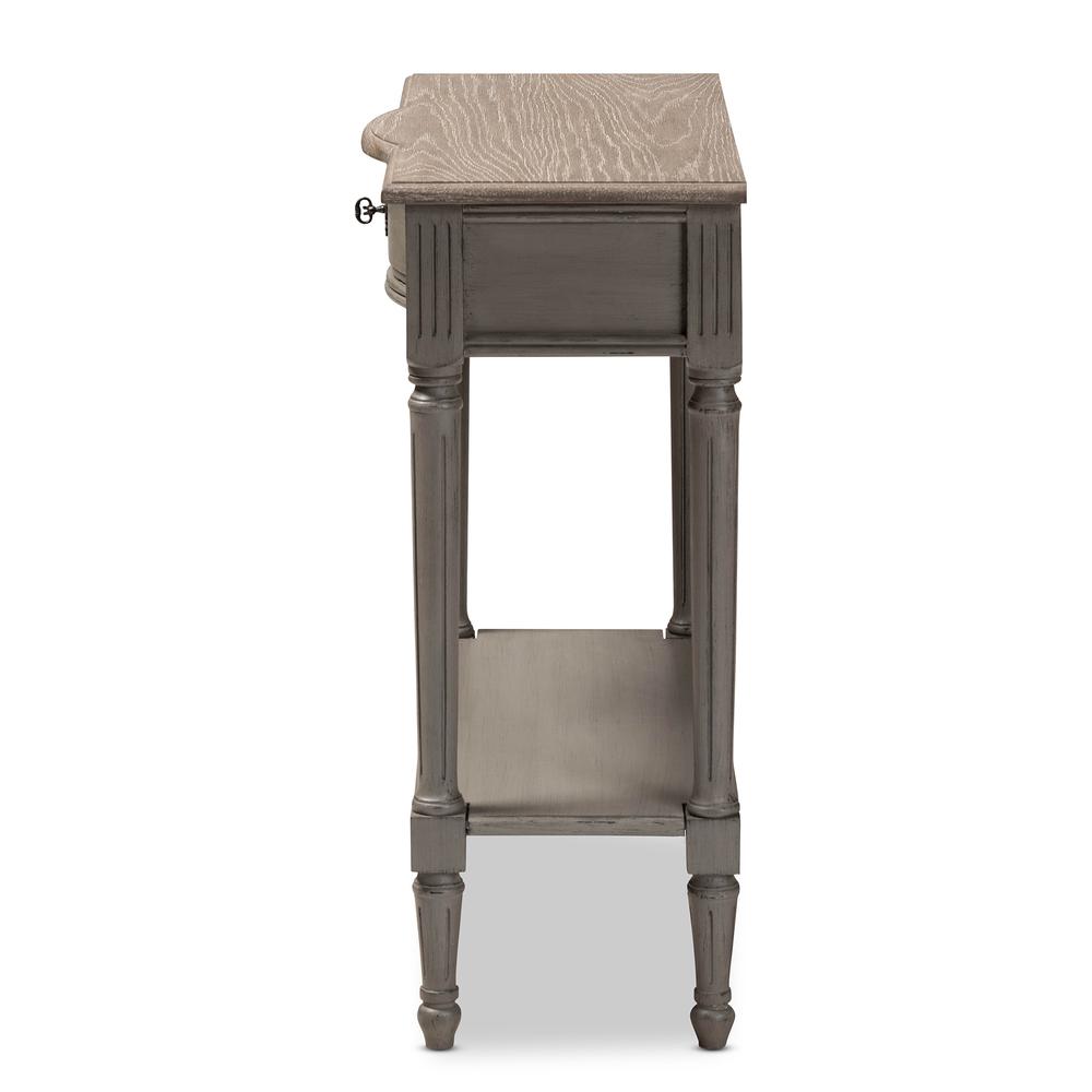 Baxton Studio Noelle French Provincial Gray Finished 1-Drawer Wood Console Table. Picture 14