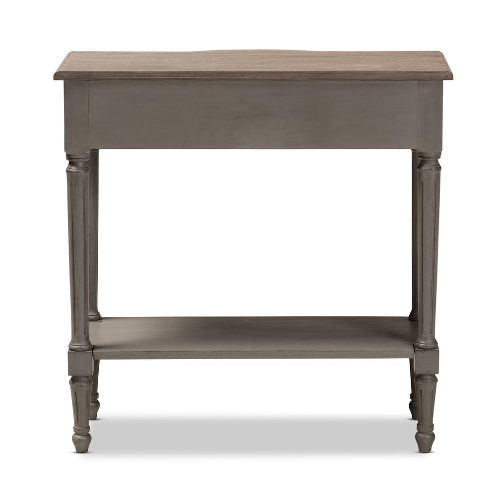 Baxton Studio Noelle French Provincial Gray Finished 1-Drawer Wood Console Table. Picture 15
