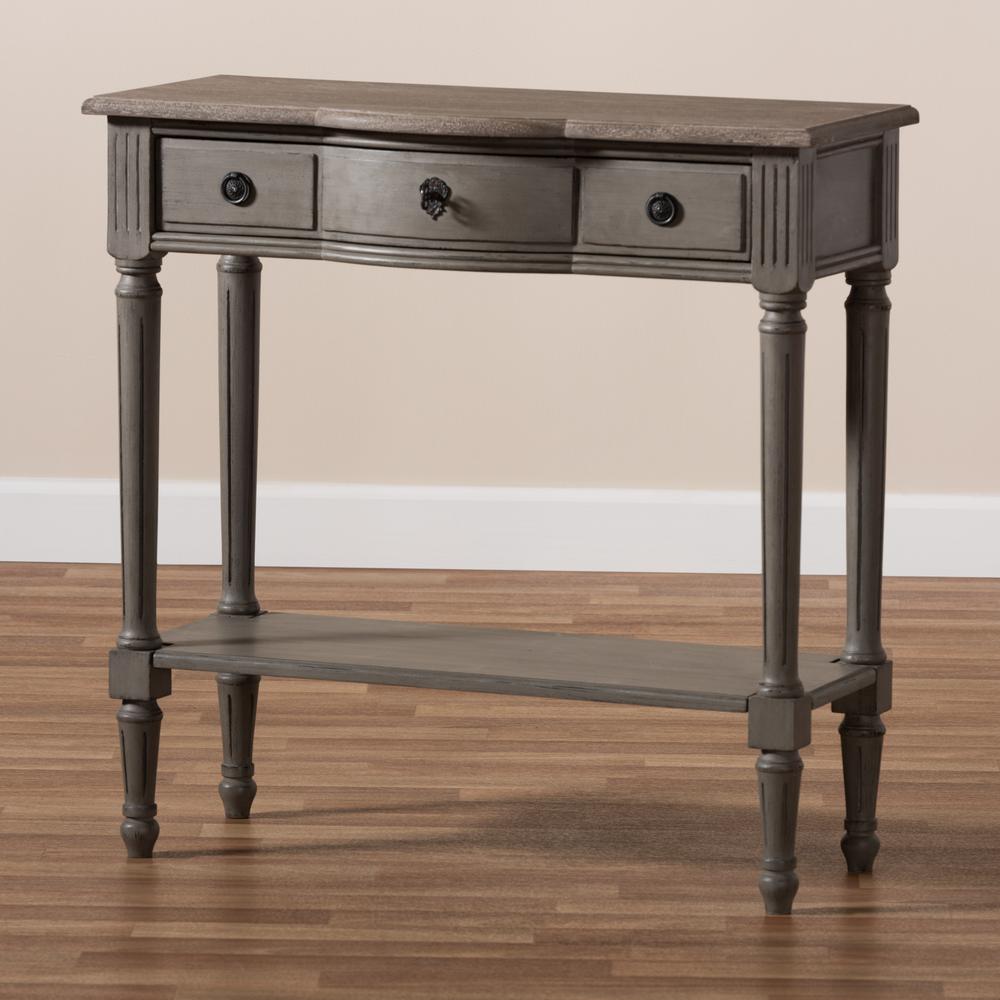 Baxton Studio Noelle French Provincial Gray Finished 1-Drawer Wood Console Table. Picture 19
