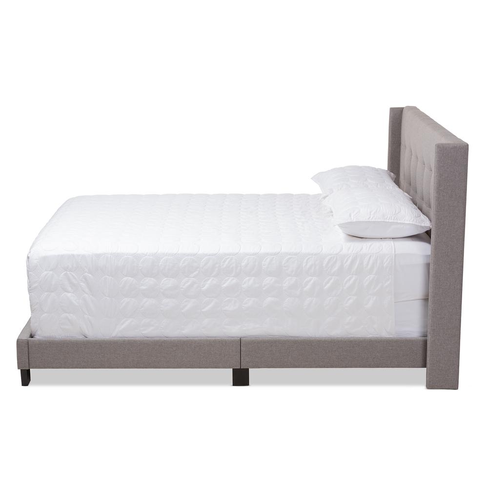 Lisette Modern and Contemporary Grey Fabric Upholstered Queen Size Bed. Picture 3