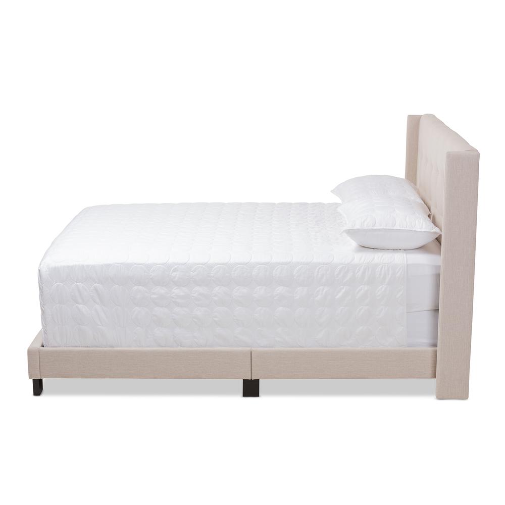 Lisette Modern and Contemporary Beige Fabric Upholstered Queen Size Bed. Picture 3