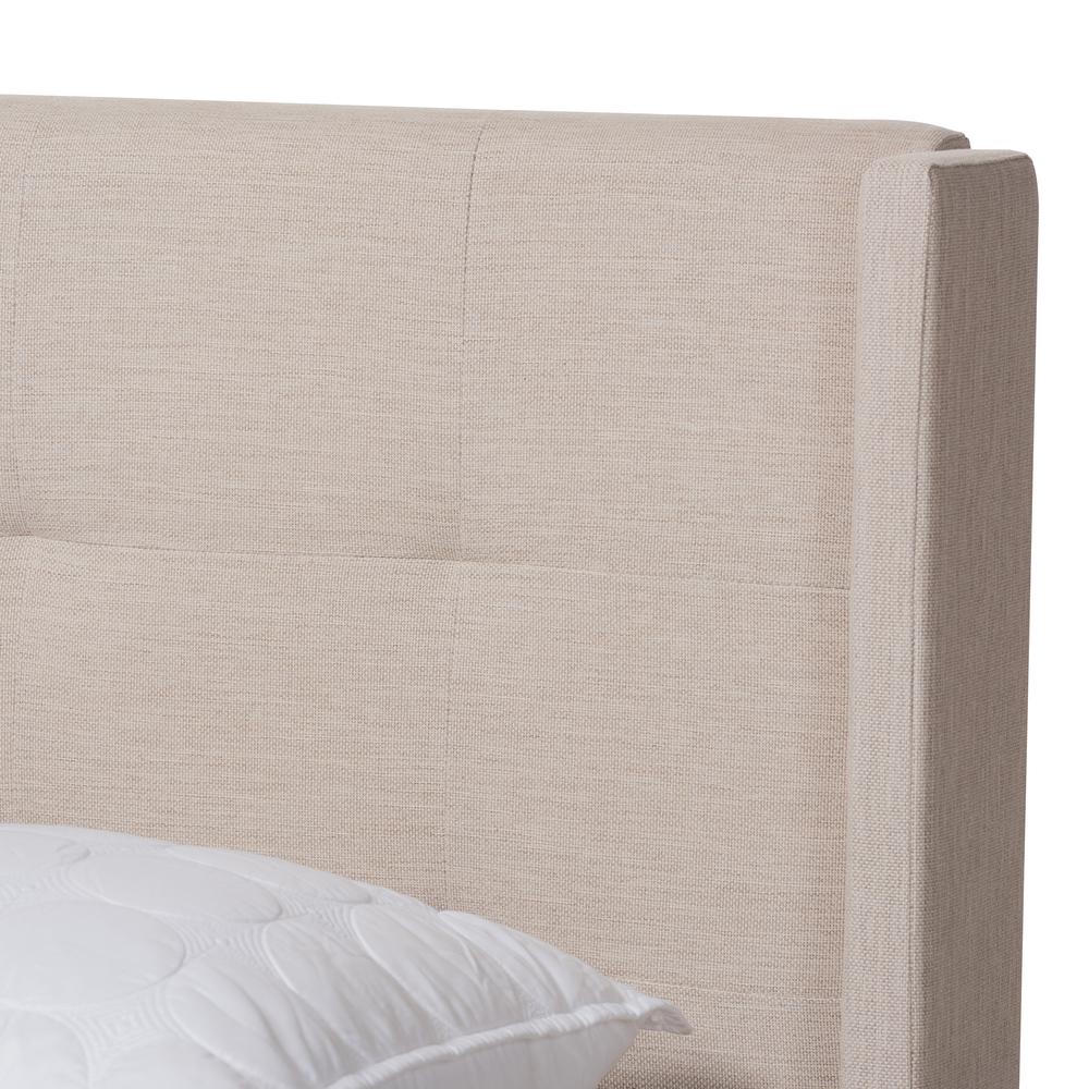 Lisette Modern and Contemporary Beige Fabric Upholstered Queen Size Bed. Picture 5