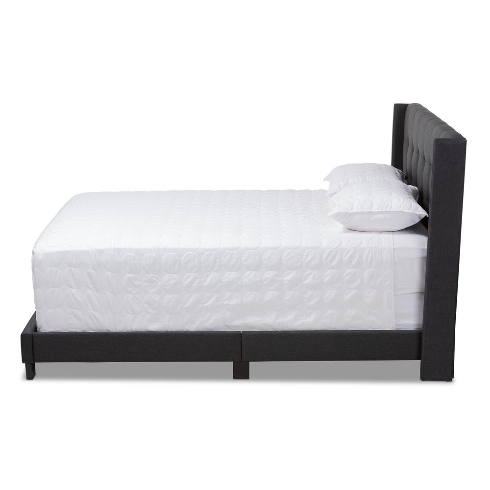 Lisette Modern and Contemporary Charcoal Grey Fabric Upholstered Queen Size Bed. Picture 3
