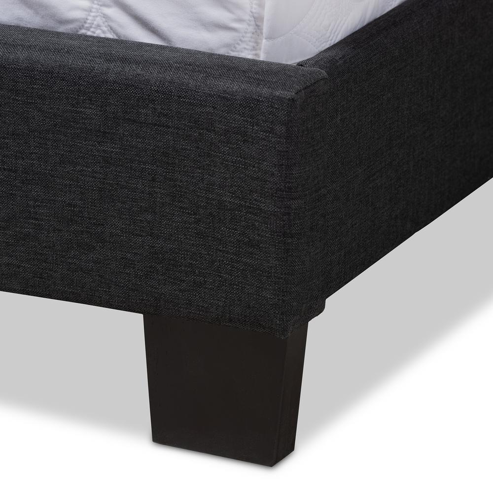 Lisette Modern and Contemporary Charcoal Grey Fabric Upholstered Queen Size Bed. Picture 12