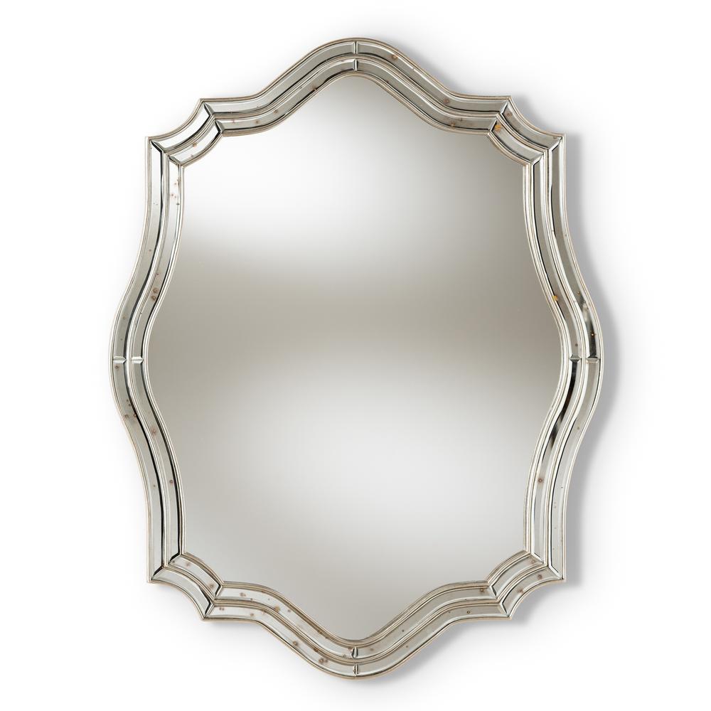 Baxton Studio Isidora Art Deco Antique Silver Finished Accent Wall Mirror. Picture 7