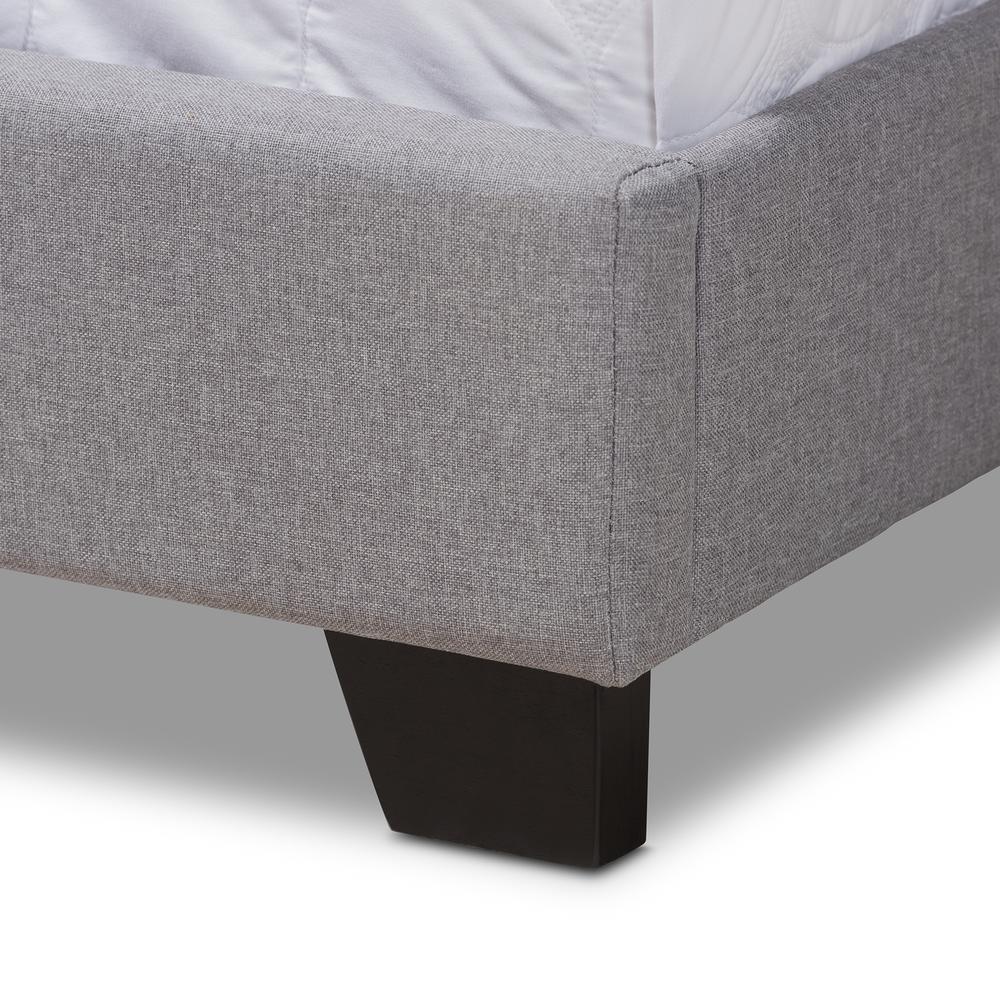 Aden Modern and Contemporary Grey Fabric Upholstered Queen Size Bed. Picture 5