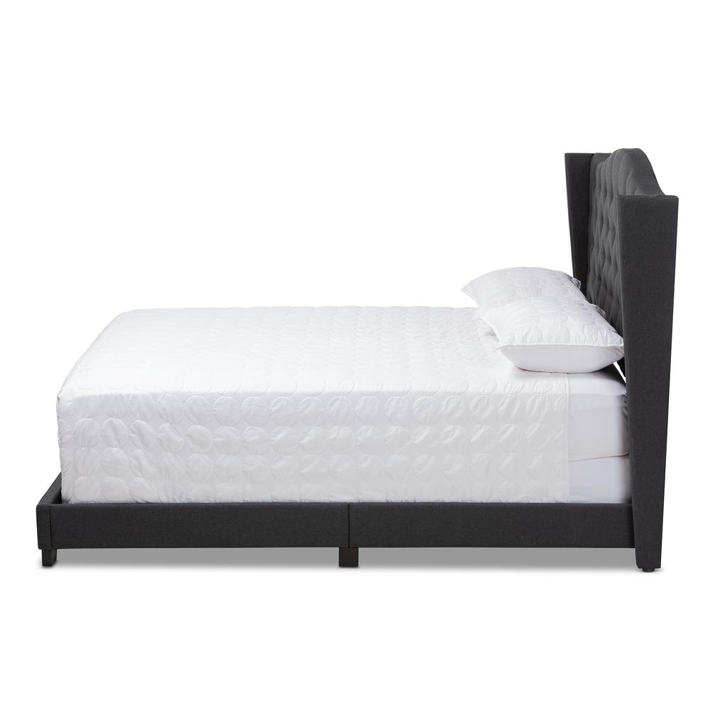 Alesha Modern and Contemporary Charcoal Grey Fabric Upholstered Queen Size Bed. Picture 2