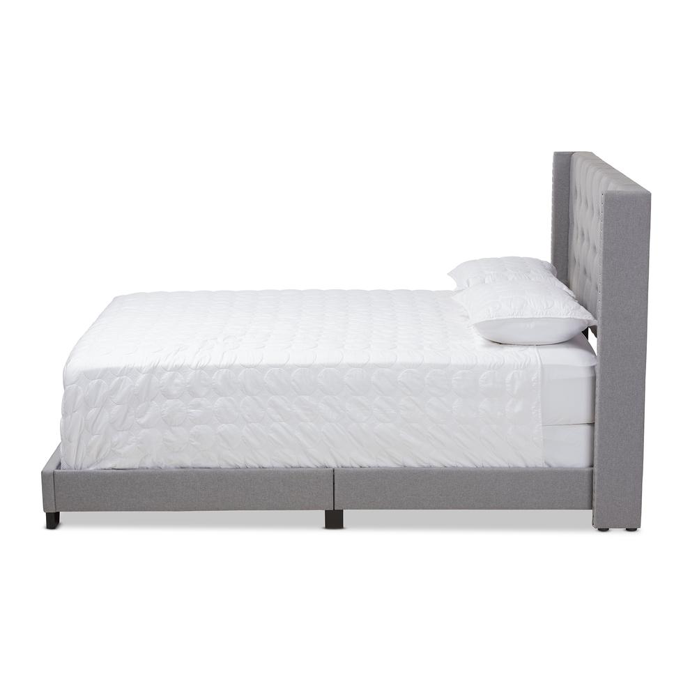 Brady Modern and Contemporary Light Grey Fabric Upholstered Full Size Bed. Picture 12