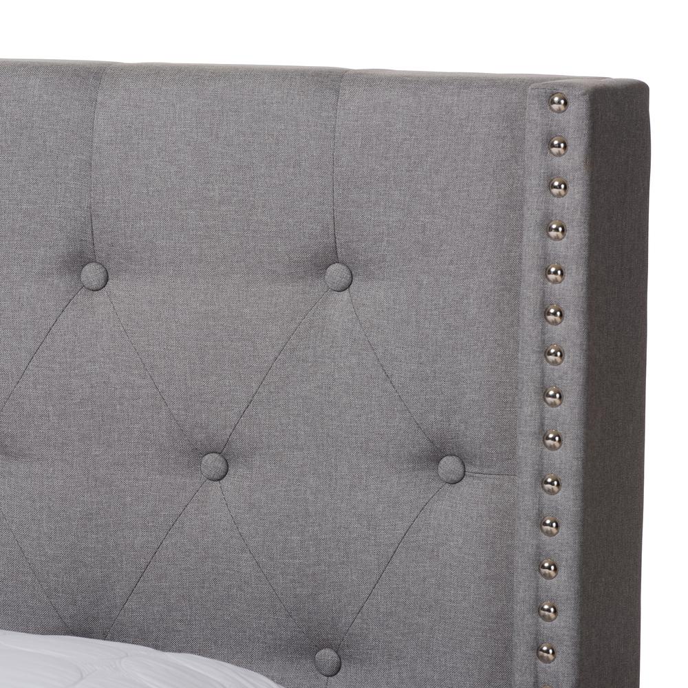 Brady Modern and Contemporary Light Grey Fabric Upholstered Queen Size Bed. Picture 4