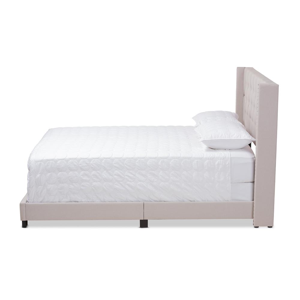 Brady Modern and Contemporary Beige Fabric Upholstered Queen Size Bed. Picture 2