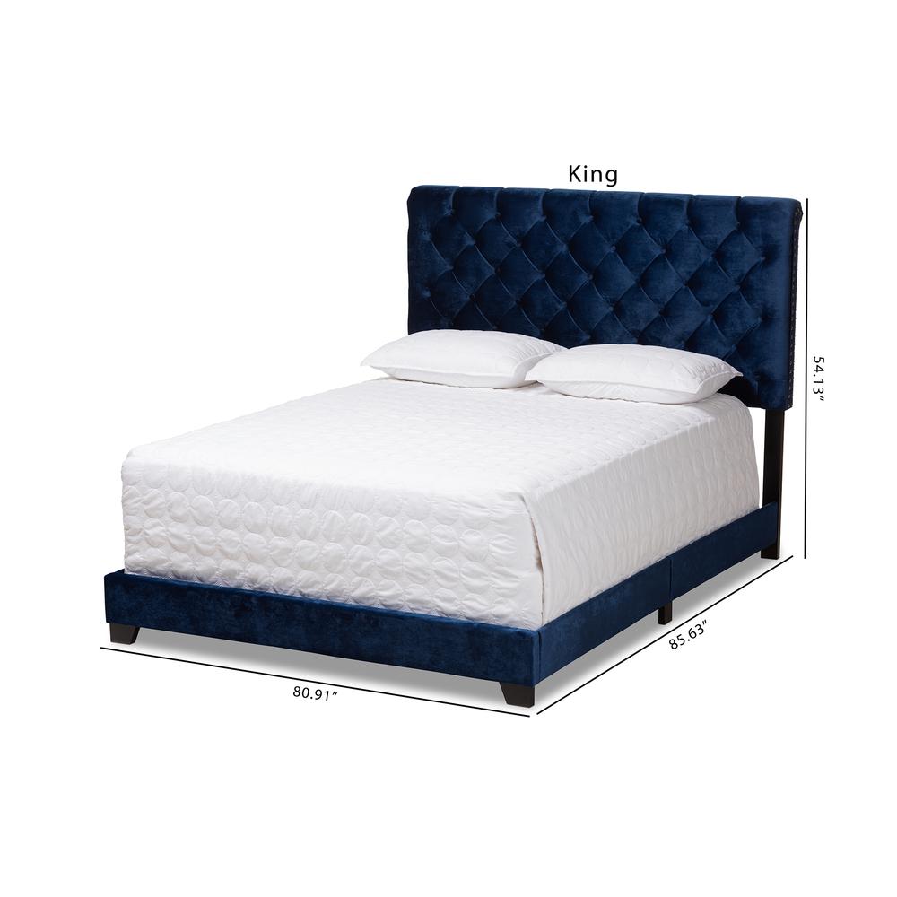 Baxton Studio Candace Luxe and Glamour Navy Velvet Upholstered Full Size Bed. Picture 20