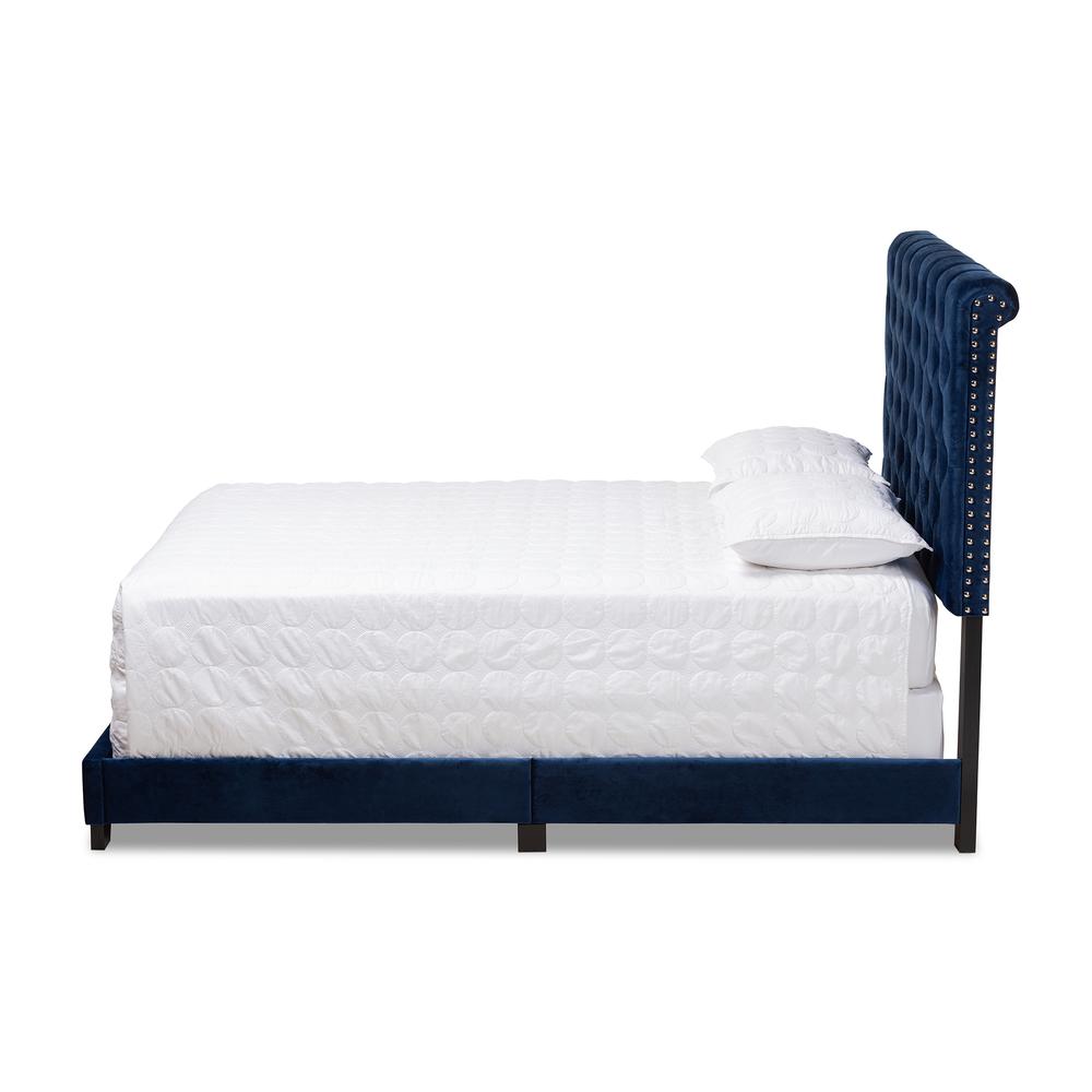 Baxton Studio Candace Luxe and Glamour Navy Velvet Upholstered Full Size Bed. Picture 12