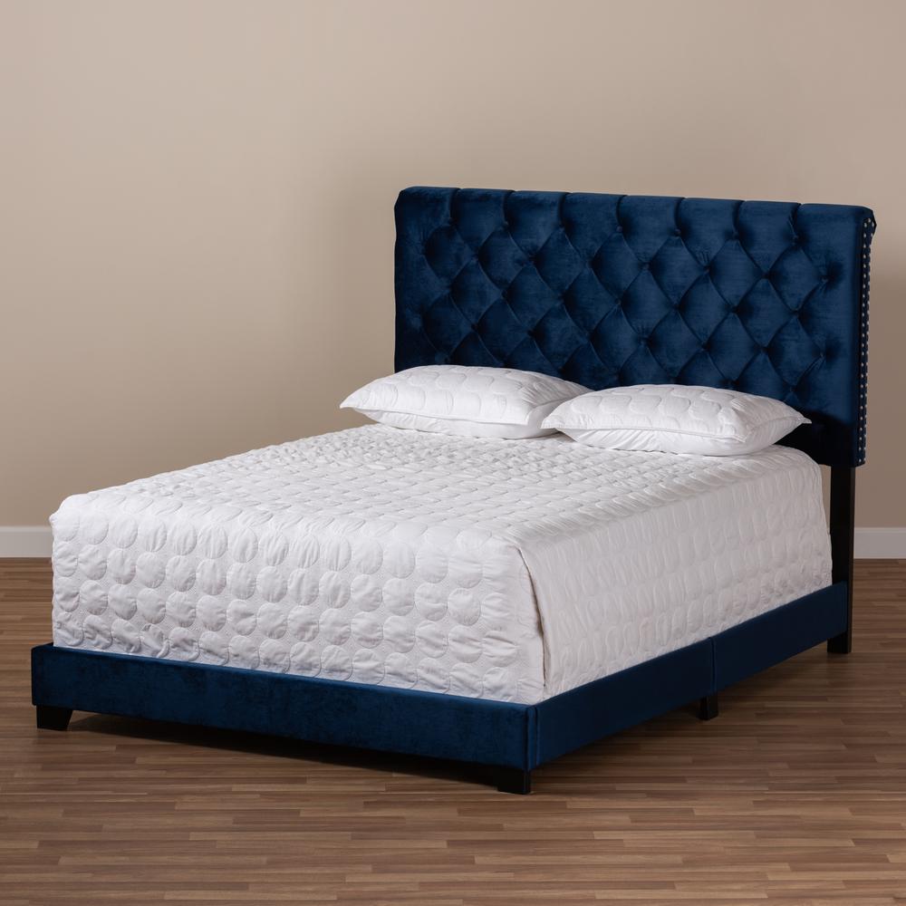 Baxton Studio Candace Luxe and Glamour Navy Velvet Upholstered Full Size Bed. Picture 17